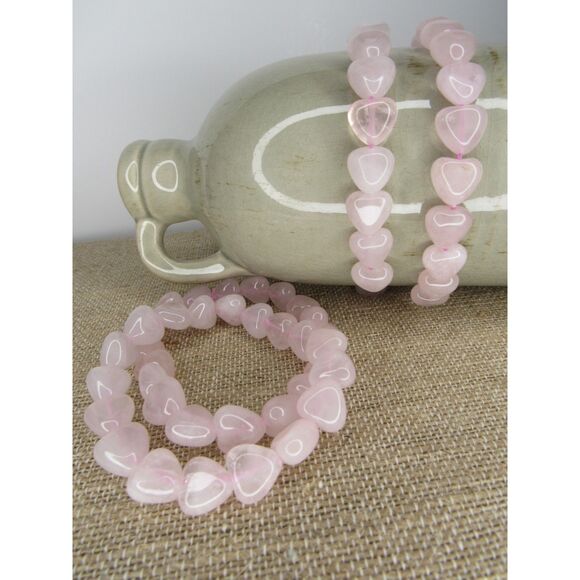 Heart Shaped Rose Quartz Bracelet 12mm - Picture 5 of 5